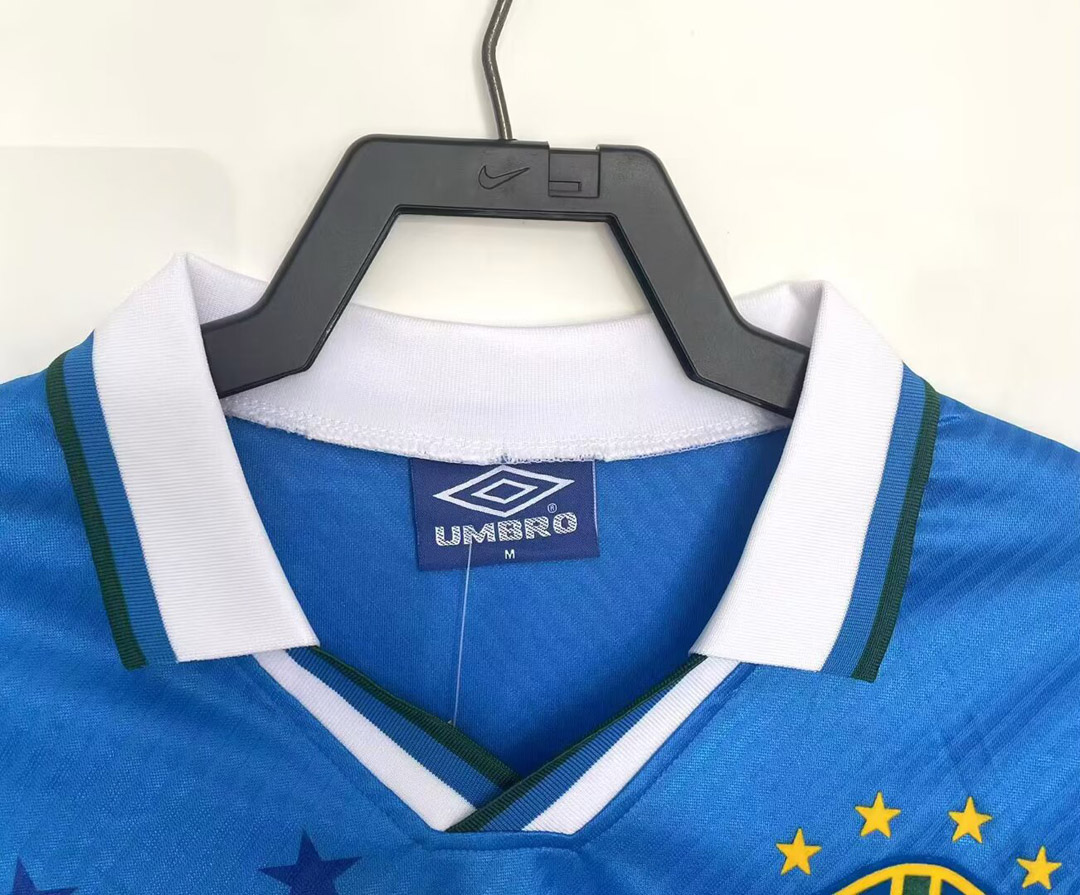 Retro  Brazil 1996 Away Blue Long Sleeves 5