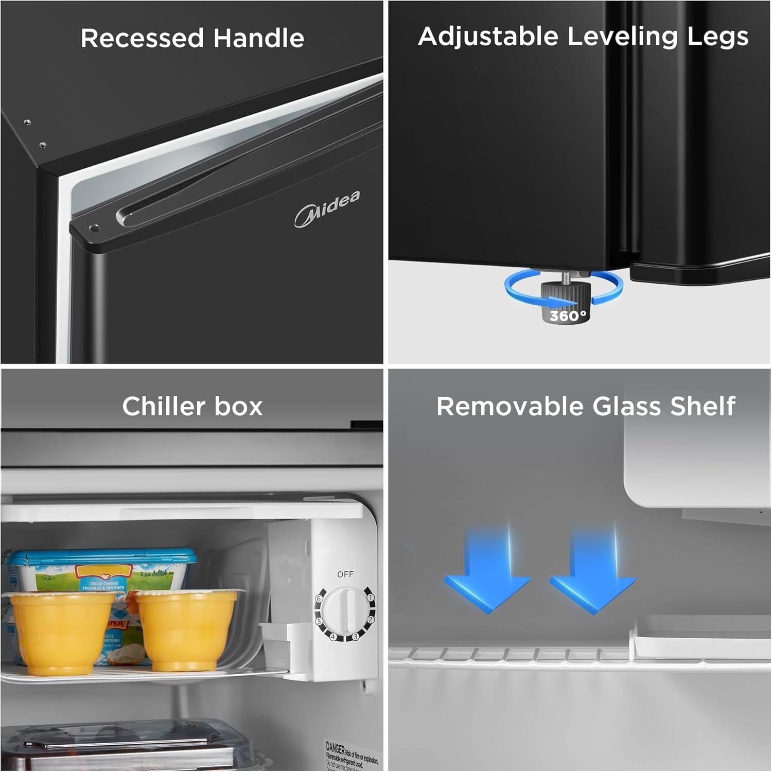 1.6 Cu.Ft Compact Mini Fridge with Chiller Compartment Automatic Defrost Black