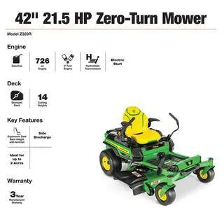 Z320R Zero-Turn Riding Mower – 21.5 HP V-Twin Engine with Accel Deep Deck for Precision Lawn Cutting