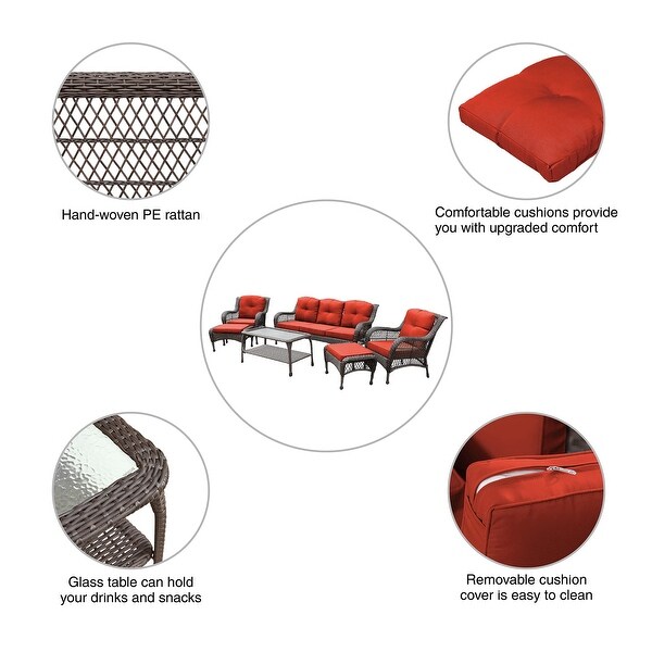6piece Resin Wicker Patio Furniture Conversation Set with High Back
