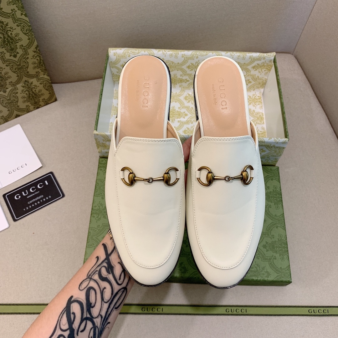 Gucci Princetown Leather Slipper White