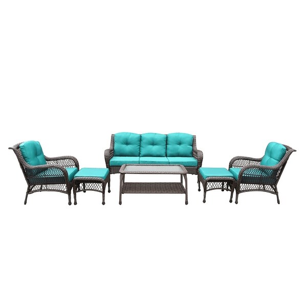 6piece Resin Wicker Patio Furniture Conversation Set with High Back