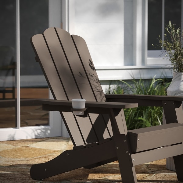 Set of 4 AllWeather Adirondack Chairs with Cupholders