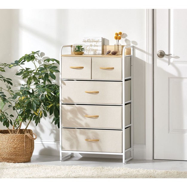 Mdesign Tall Dresser Storage Chest 5 Fabric Drawers