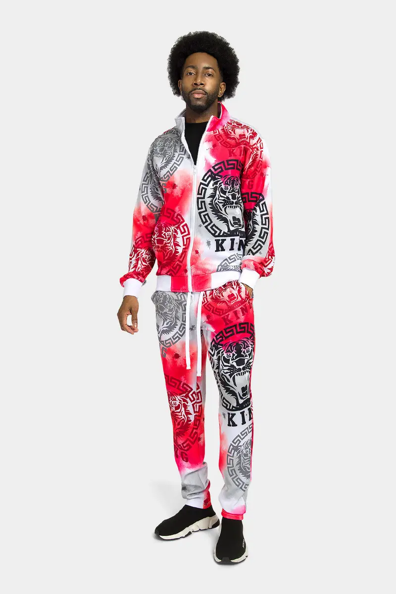 Tie-Dye Tiger King Tracksuit – Psychedelic Fusion of Wildlife Graphics & Swirling Dye Patterns