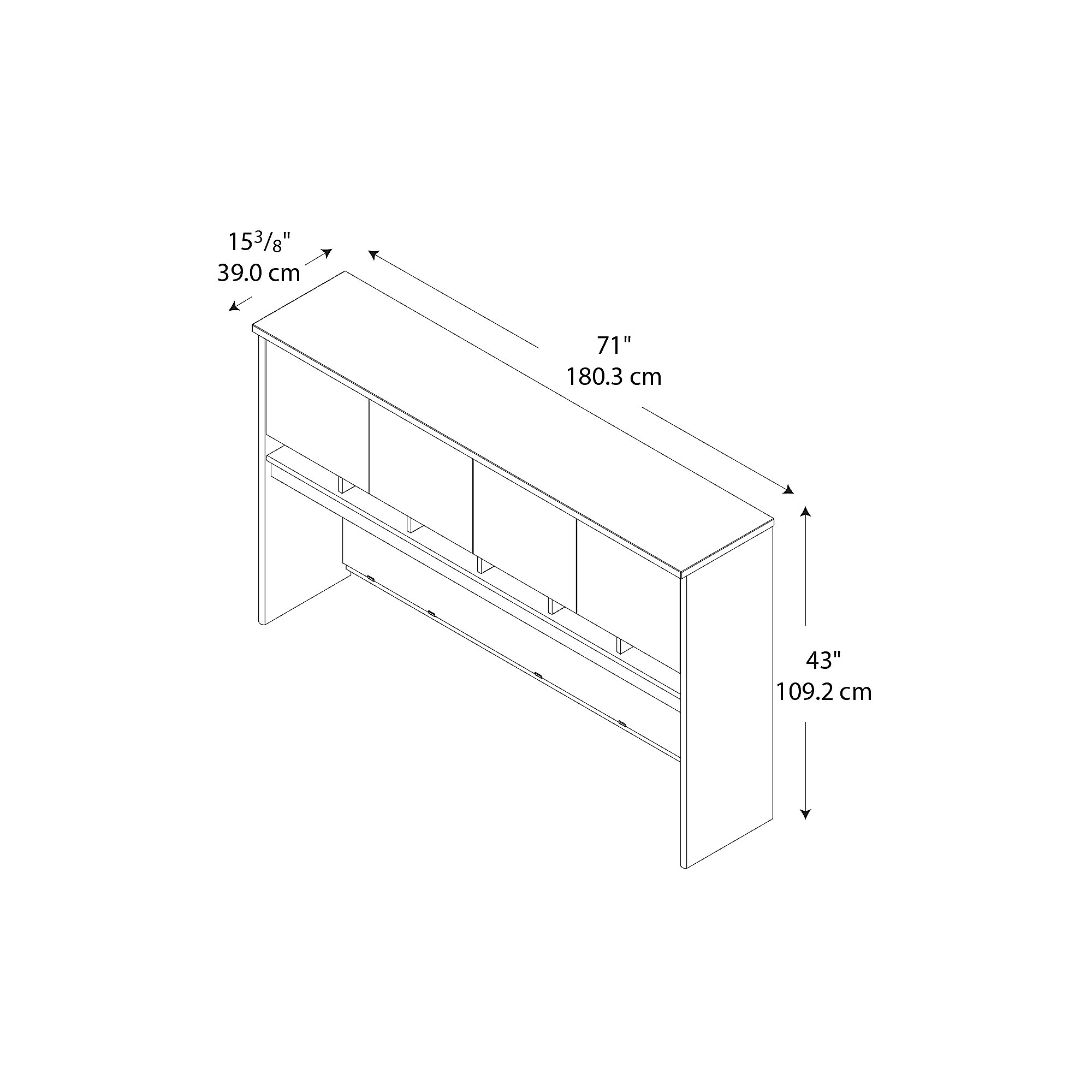 Bush Business Furniture Series C 72w 4 Door Hutch, Natural Cherry