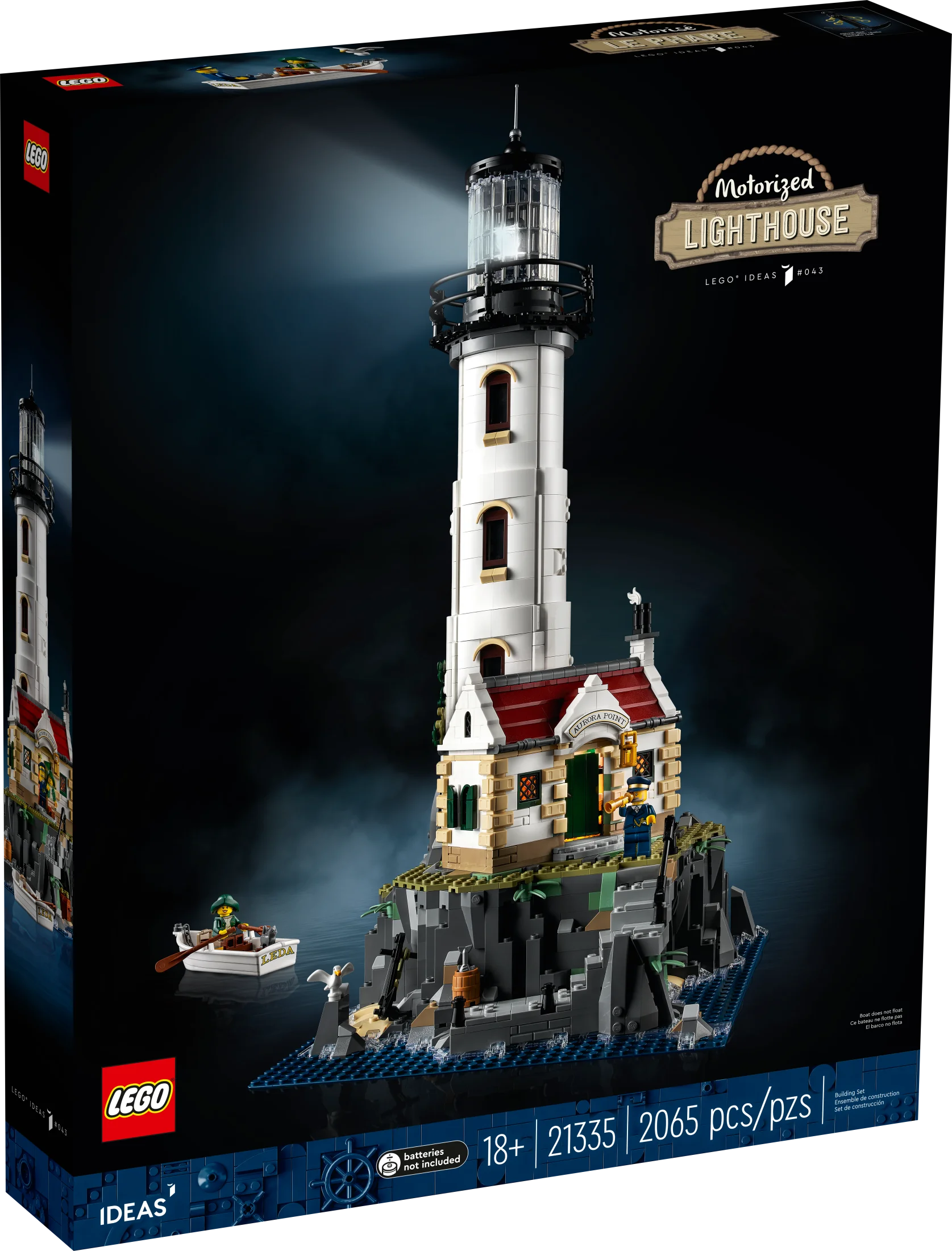 LEGO Ideas Motorized Lighthouse 21335 Adult Model Building Kit, Complete with Rotating Lights, Cottage and Cave, Gift Idea