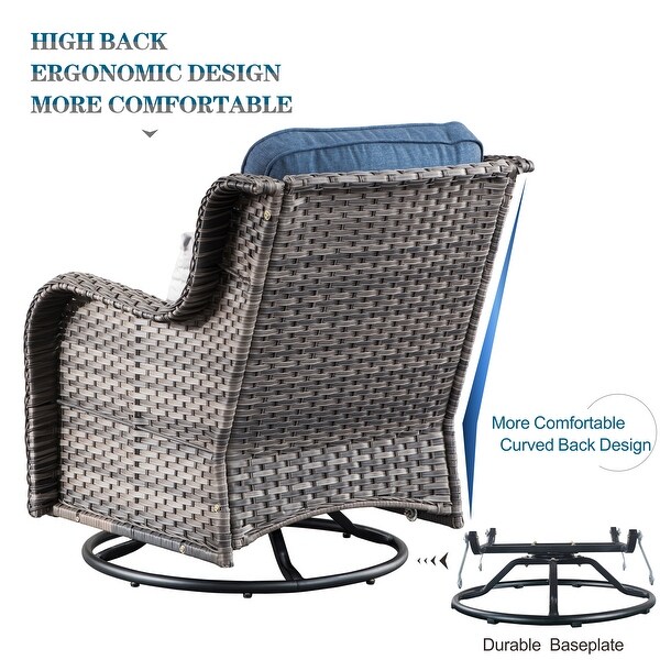 OVIOS 6piece Rattan Wicker Patio Furniture Set Swivel Gliding Chair Set