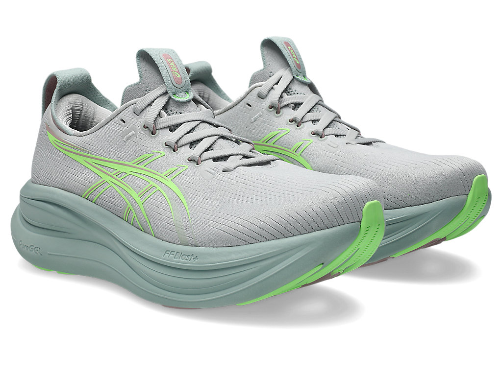 ASICS GEL-NIMBUS 28 Running Shoes CLOUD GREY/ILLUMINATE GREEN 1012B899-020