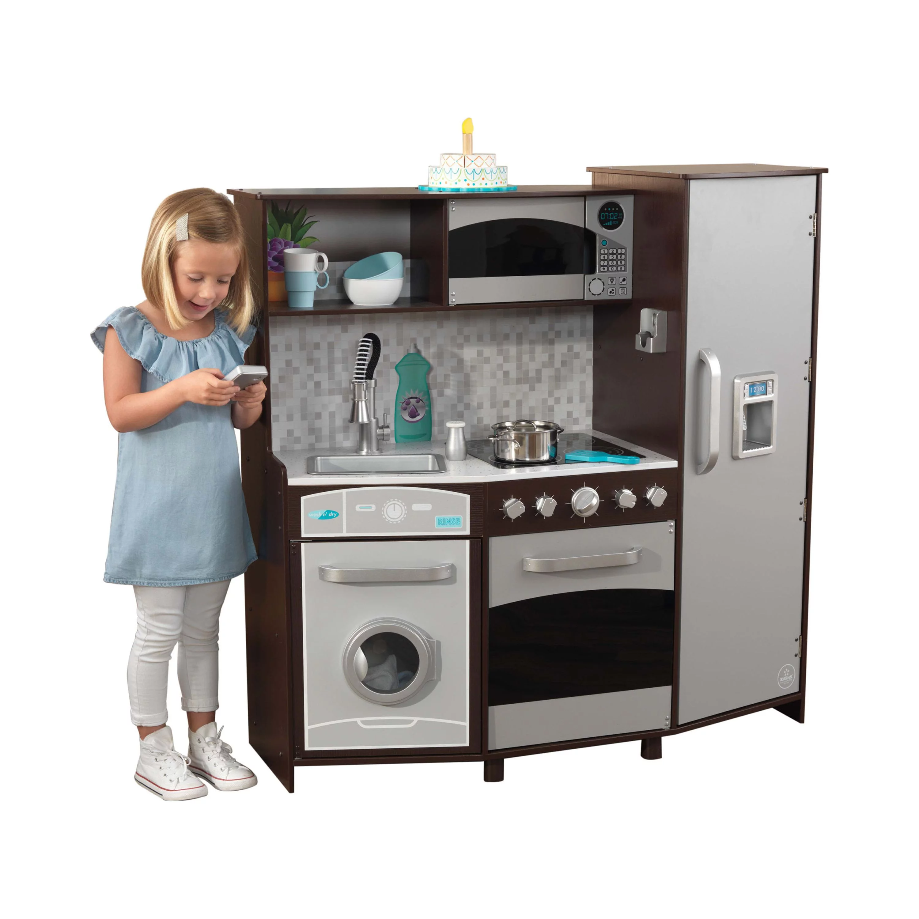 KidKraft Large Wooden Play Kitchen with Lights & Sounds - Espresso