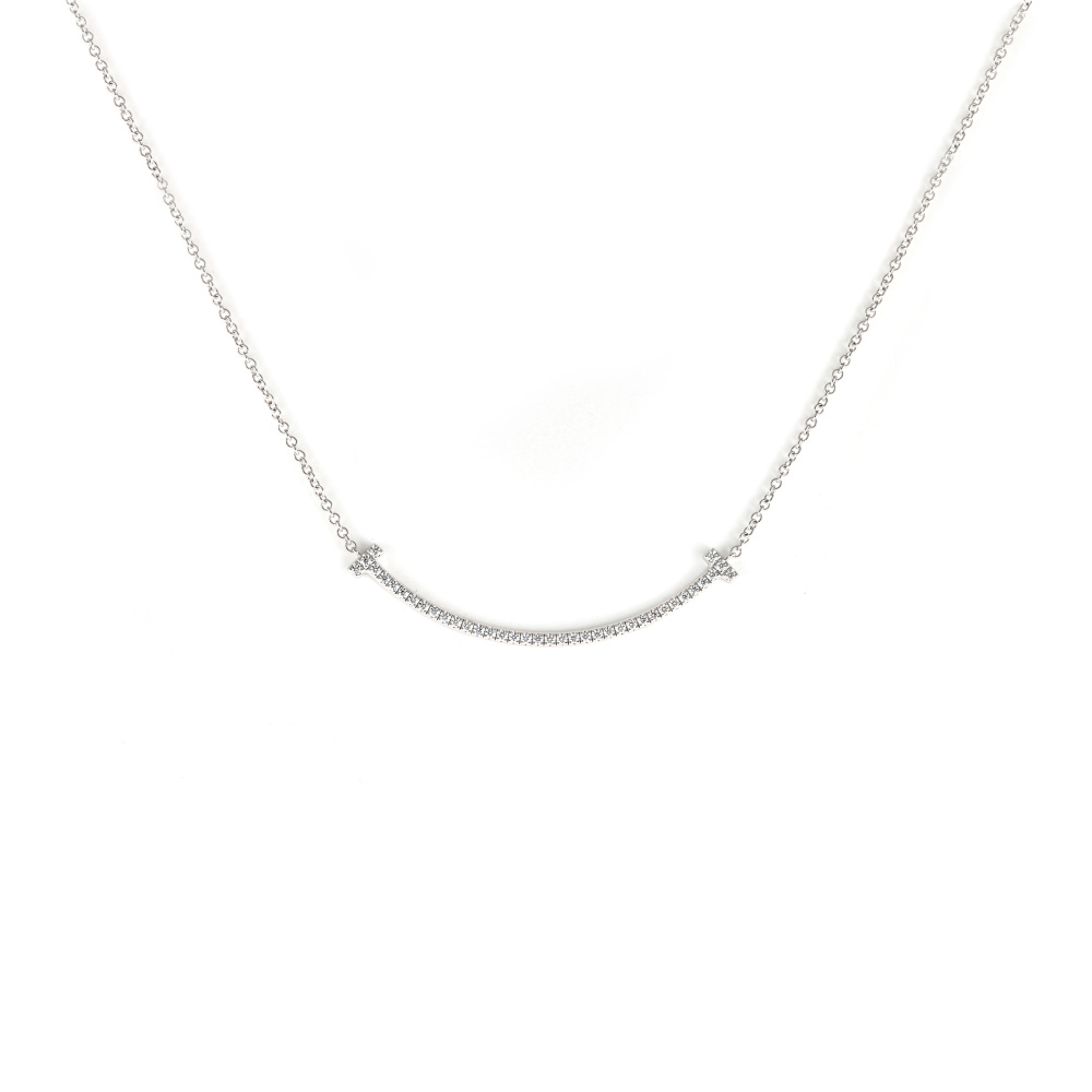 Tiffany & Co. Tiffany T Smile Necklace 18K White Gold Diamond 63058793