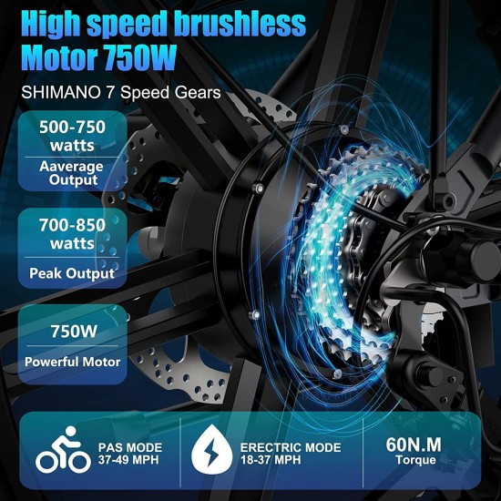 Folding Electric Bike Adults – 28mph 50 Mile Range 4 Hours Fast Charge 750w Motor City Snow Beach Ebike Docrooup Ds2 Electric Bicycle Cruise Control Electric Bike for Adults Fat Tire