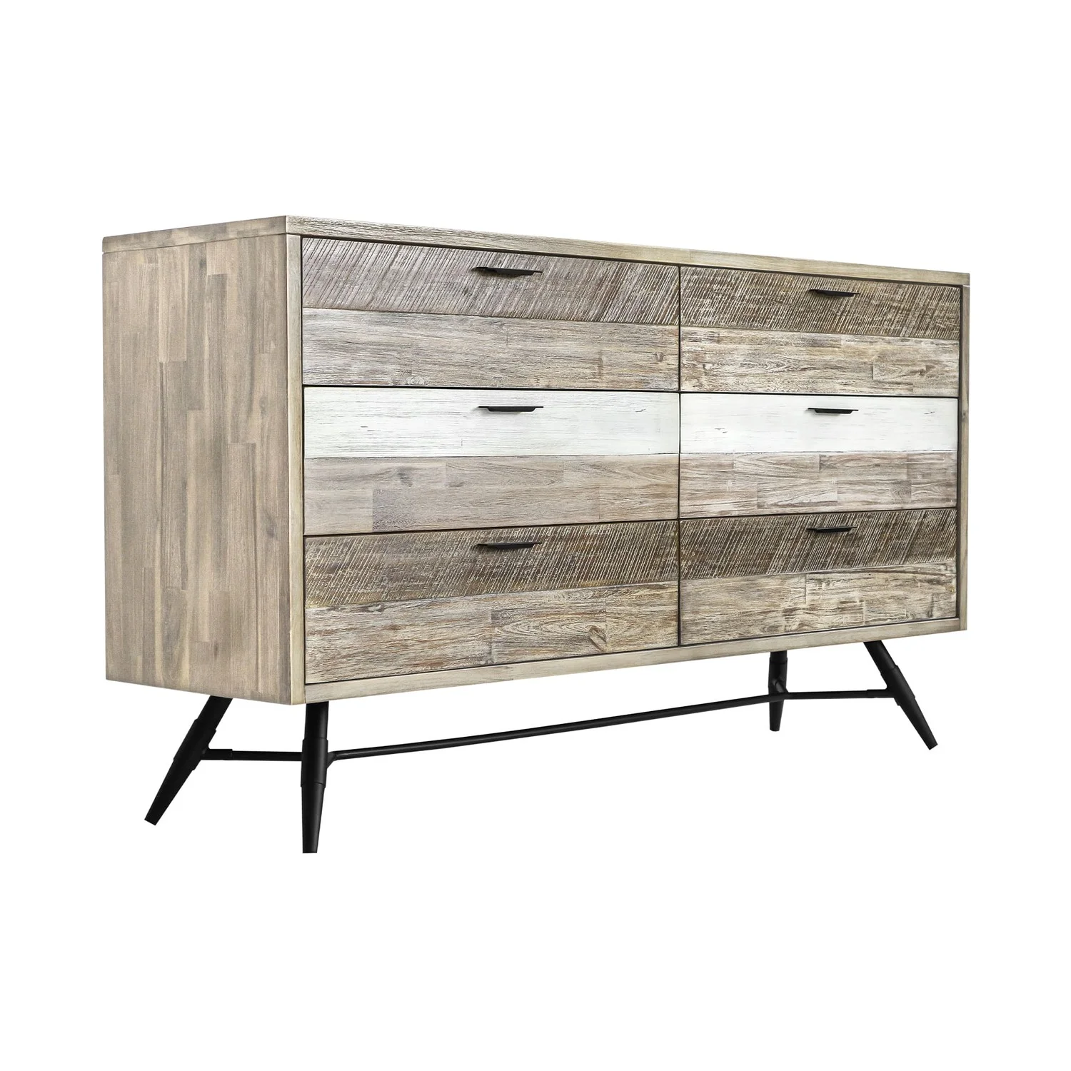 Armen Living Bridges 6 Drawer Dresser in Two Tone Acacia Wood