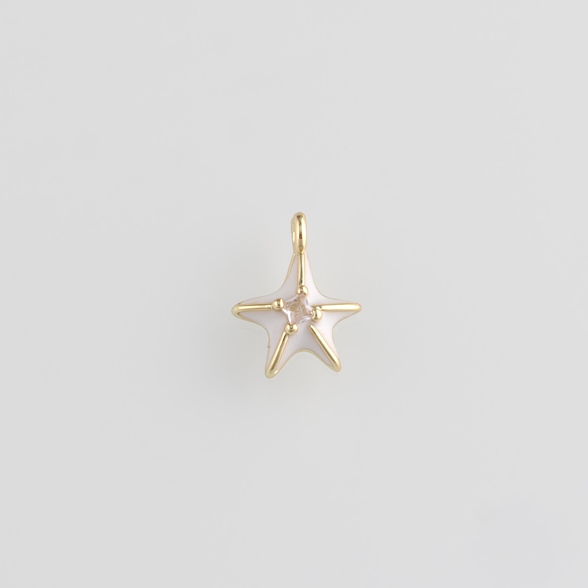 18K Gold Filled Starfish Pendant,Enamel Starfish Charm Earrings Necklace for DIY Jewelry Making Supply