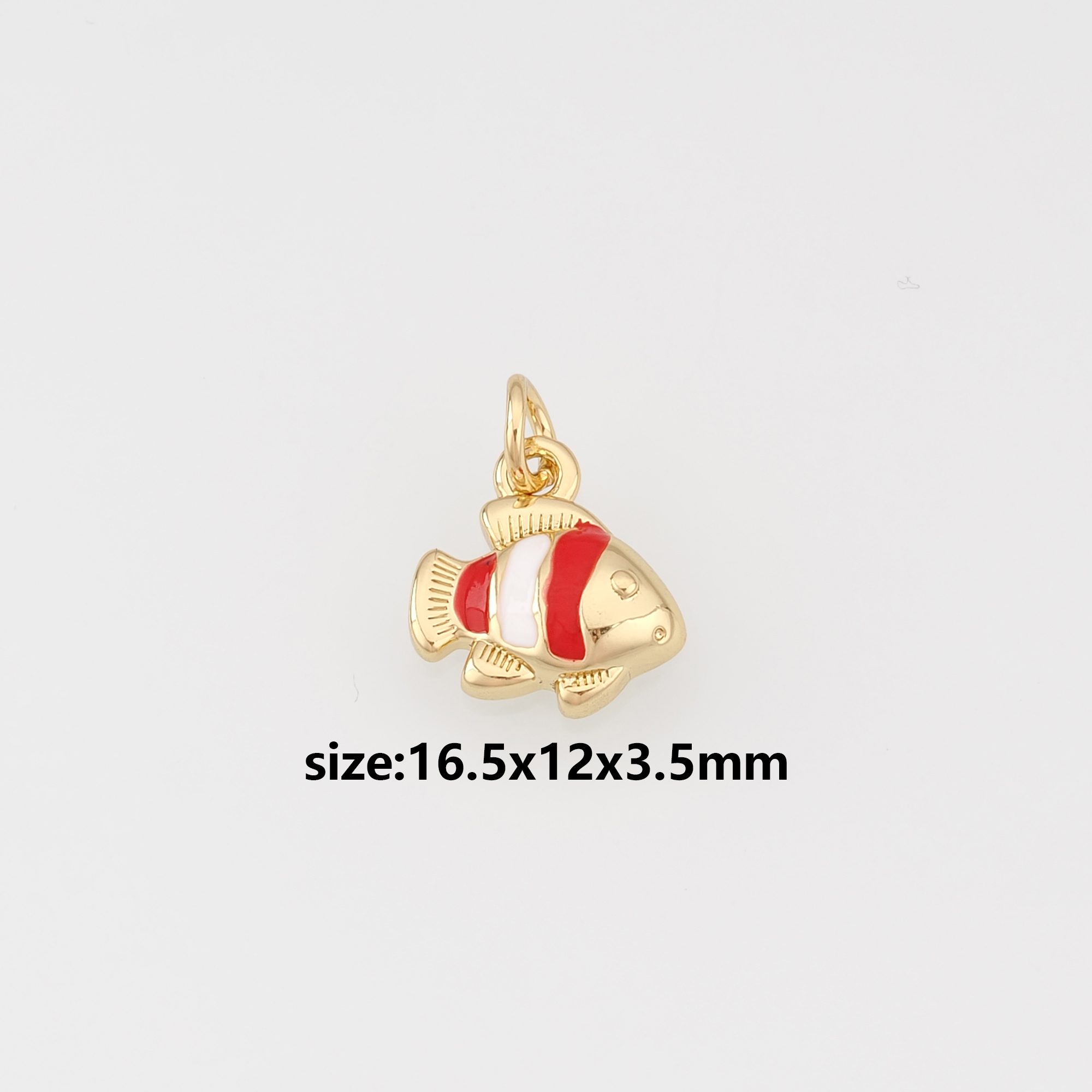 18K Gold Filled Fish Pendant,Enamel Ocean Fish Charm Earrings Necklace for DIY Jewelry Making Supply