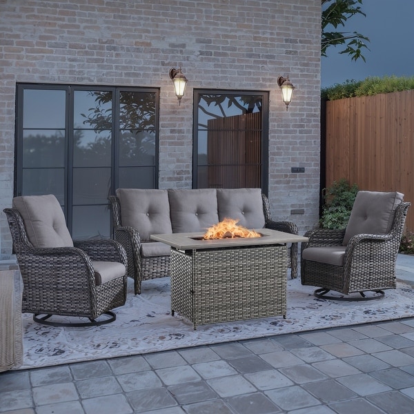 2 Swivel Chairs Sofas with 50000 BTU Fire Pit Table