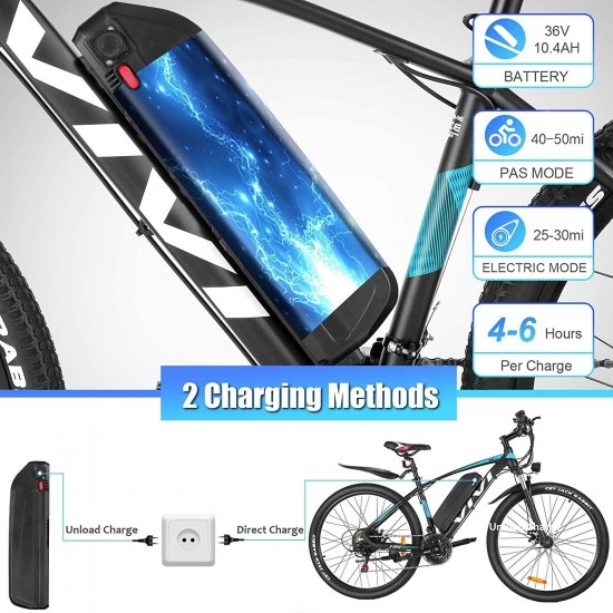 Electric Bike 27.5″ Electric Mountain Bike 350W Adults Ebike Electric Commuter Bike, Electric Bicycle with Removable 10.4Ah Battery, Professional 21 Speed