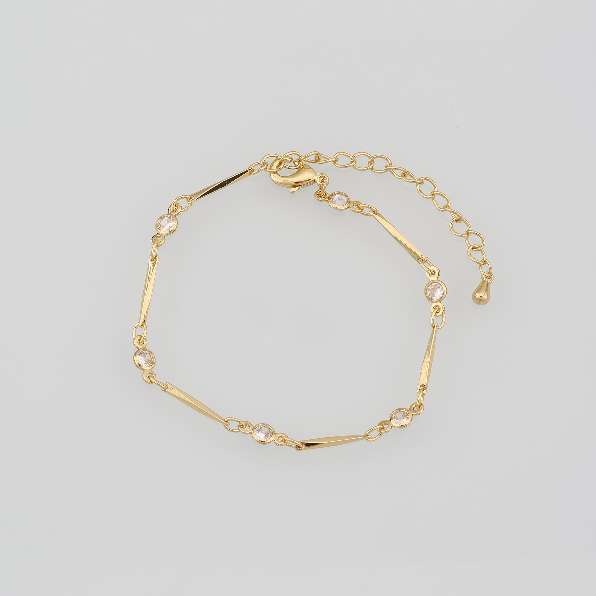 18K Gold Filled Geometric Chain Bracelet,Zircon Bracelet,Gold Chain Bracelet,Ladies Bracelet,Gift For Her