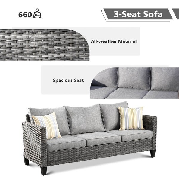 OVIOS 6piece Wicker Sectional Sofa Swivel Rocking Chair Set