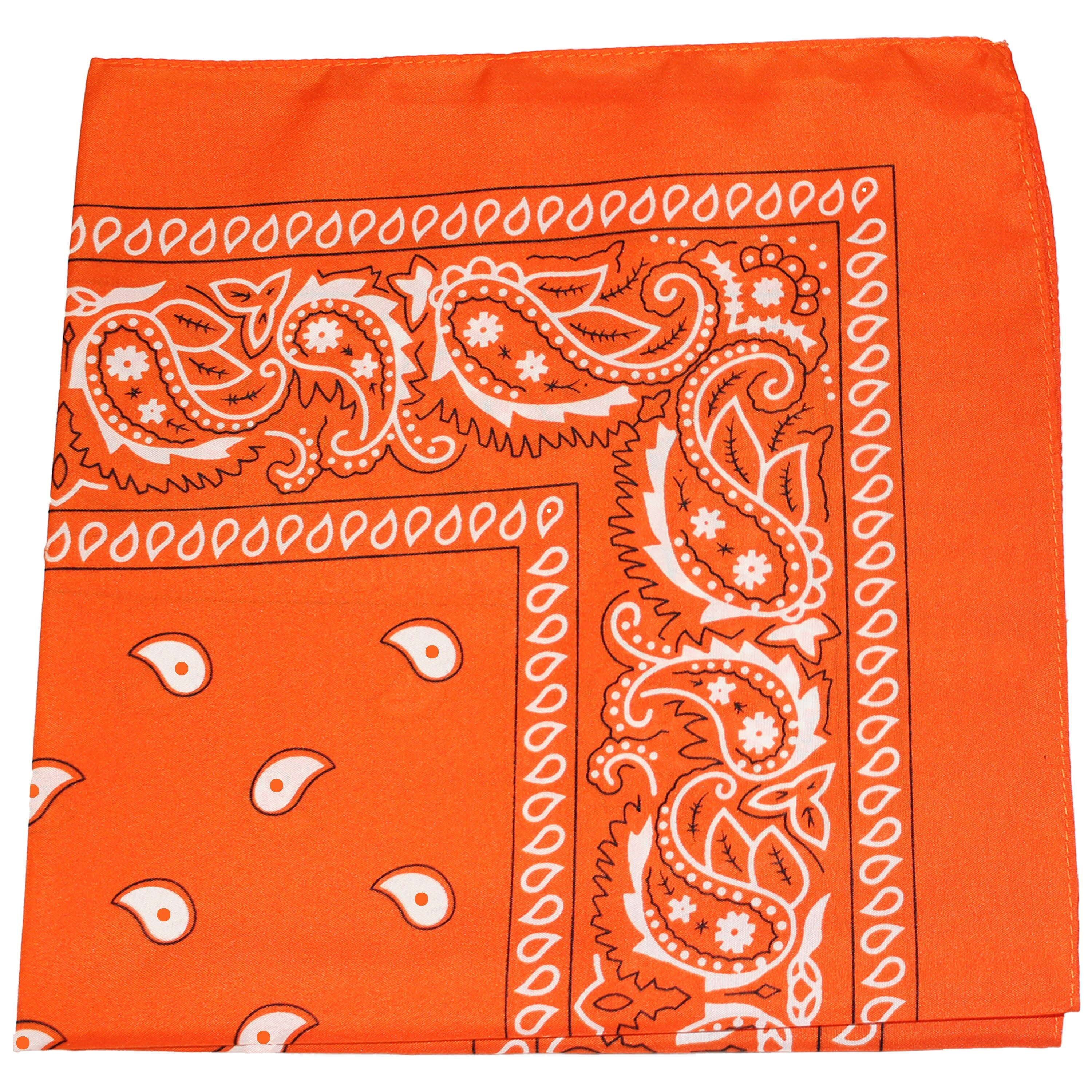 Uni Style Apparel Pack of 48 Polyester 22 x 22 inch Paisley Printed Bandanas, Orange
