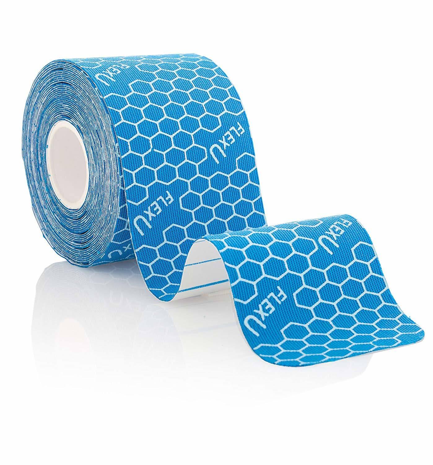 FlexU Blue Kinesiology Tape; 140 Precut Strips (115 Feet) Bulk Pack; Advanced Strength and