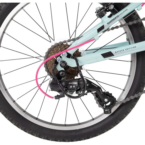 Kids Aluminum Mountain Bike, Girls, Dual Suspension, 6-Speed 20inch, RTX, Ice Blue