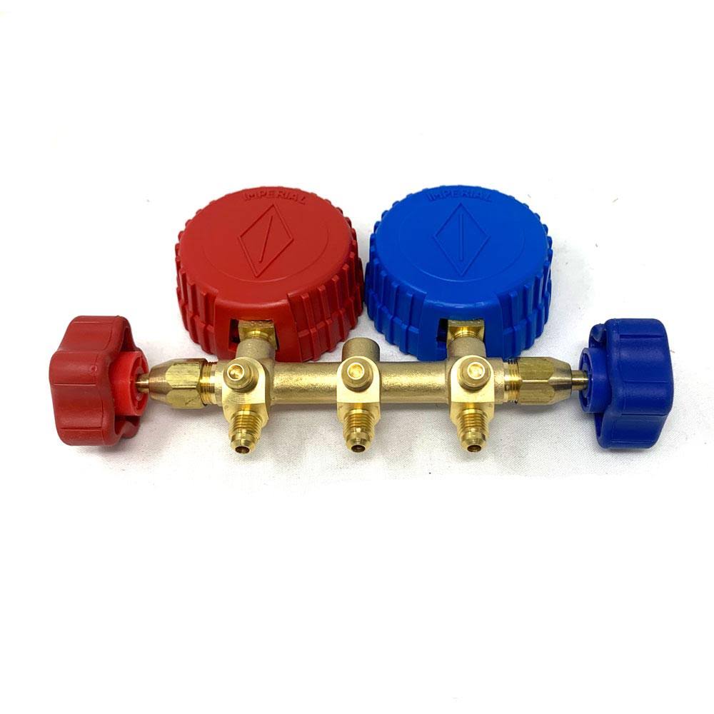 Imperial 2-Valve 4000 PSI Brass Manifold with (3X) 5 ft. Long HOSES