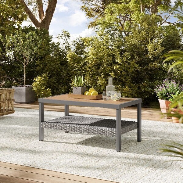 Stylish and Functional Coffee Tables with Storage Option,Faux Wood Top,21.7''D x 37.8''W x 18.1''H