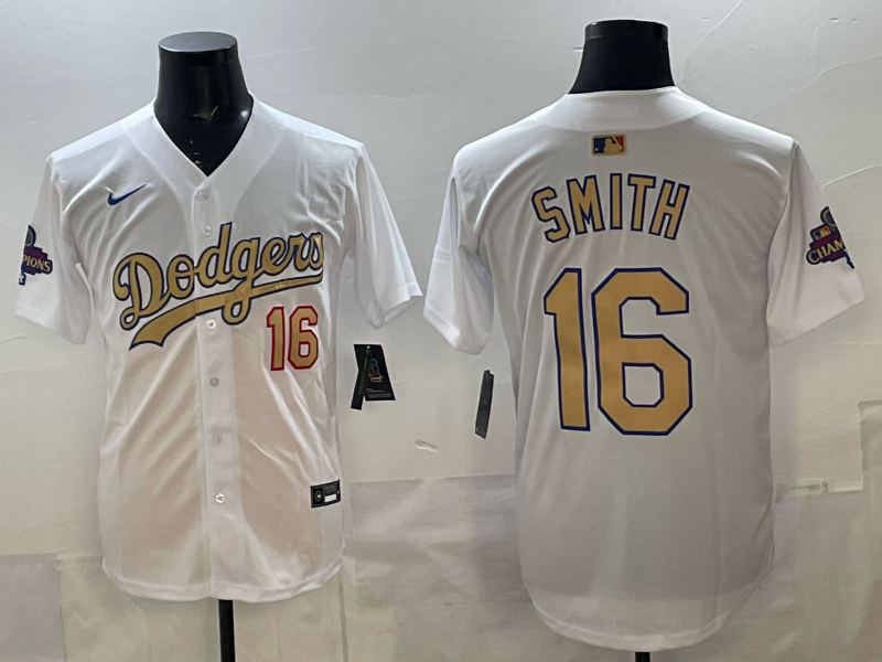 Men's Los Angeles Dodgers Will Smith #16 White 2025 Gold Collection Limited Jersey