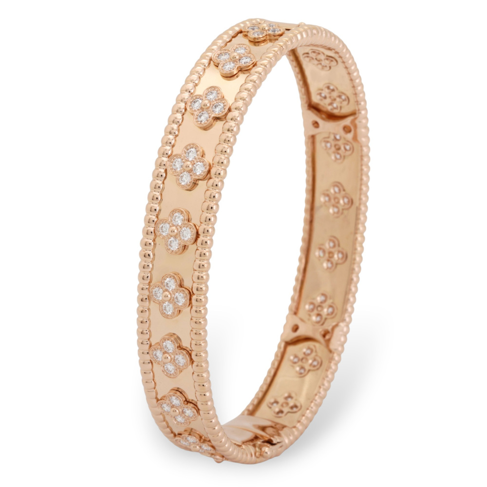 Van Cleef & Arpels Perlée Clovers Bracelet 18K Rose Gold Diamond VCARN5B200