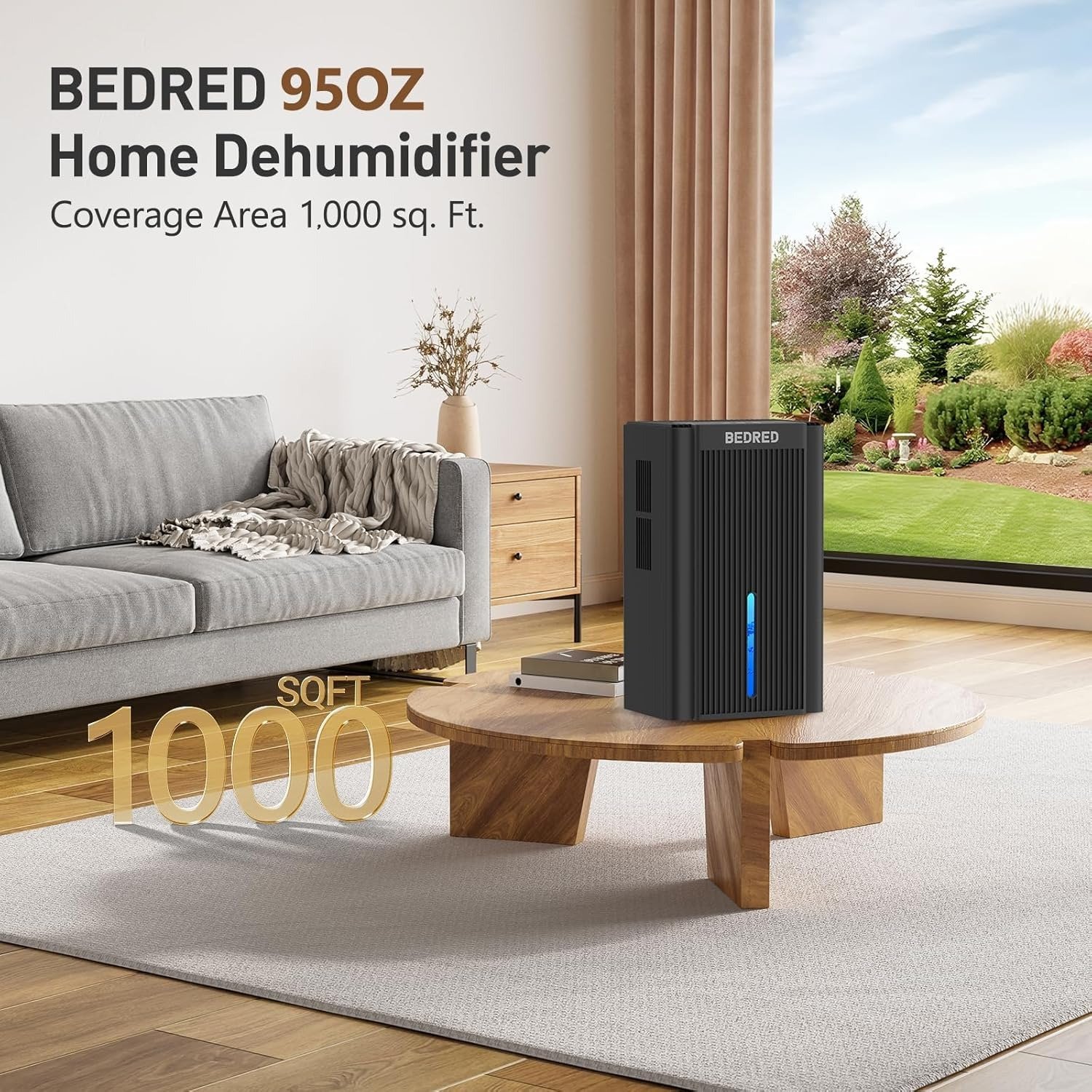 Dehumidifier, 95OZ Dehumidifier for Home 1000 Sq.Ft – Quiet with Auto Shut Off & Relaxing 7 Color Ambient Light,Ideal for Livingroom, Bedroom, Basement(Black)