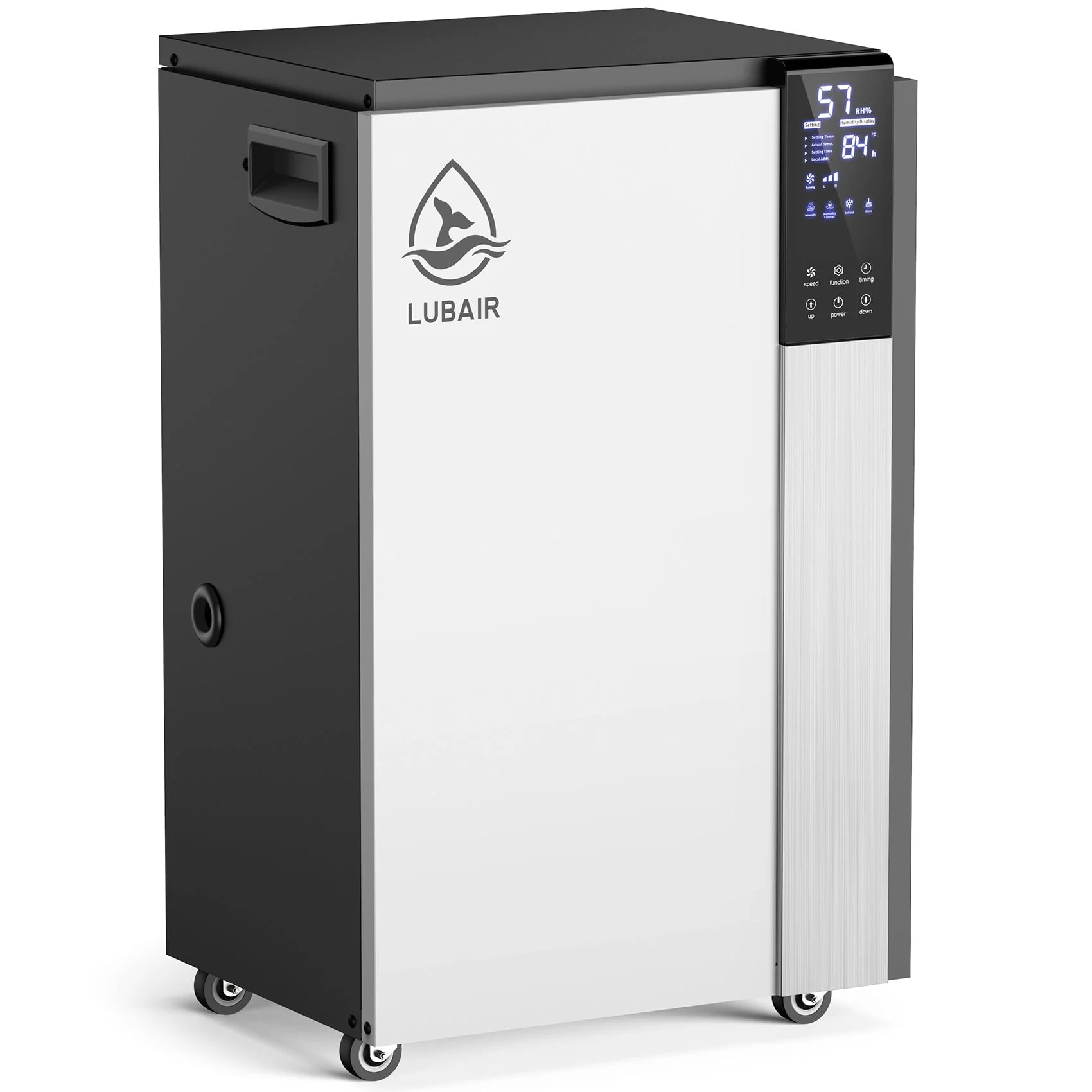 LUBAIR 190 Pint Commercial Dehumidifier with 2.4 Gallons Water Tank, up to 7,000 Sq.ft