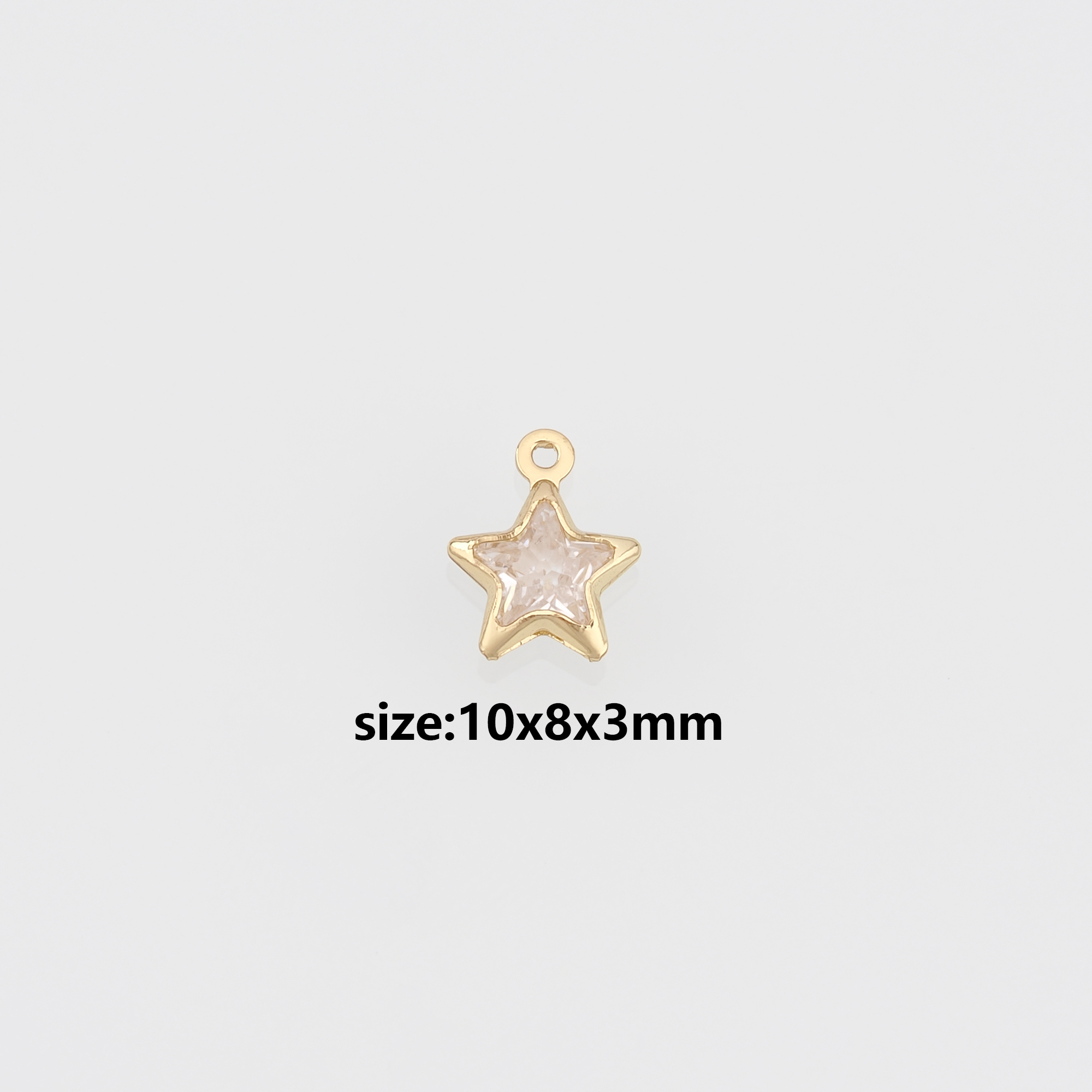 18K Gold Filled Star Pendant,CZ Micro Pave Celestial Charm Earrings Necklace for DIY Jewelry Making Supply