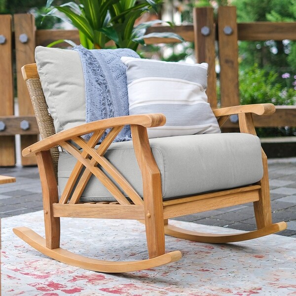 Cambridge Casual Carmel 3piece Teak Rocking Chair Set with Cushion