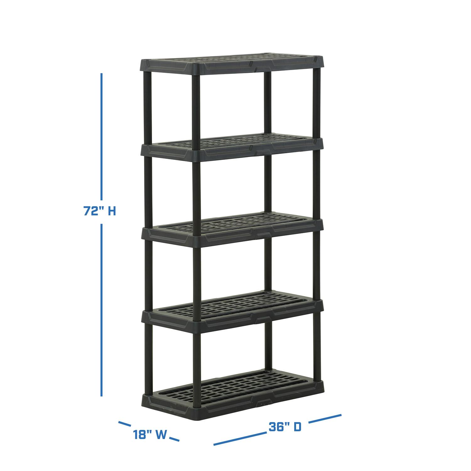 HART 5-Tier 18 x 36 x70.2 Ventilated Plastic Wall Shelf Unit, 750lb Capacity