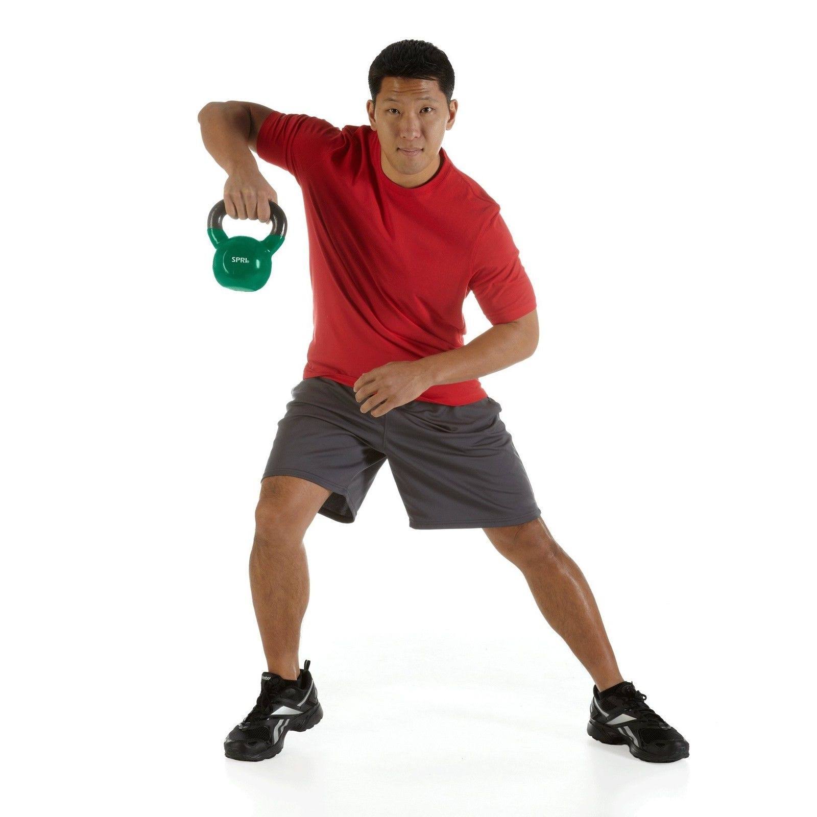 Spri Deluxe Vinyl Kettlebell (Green, 25-Pound)