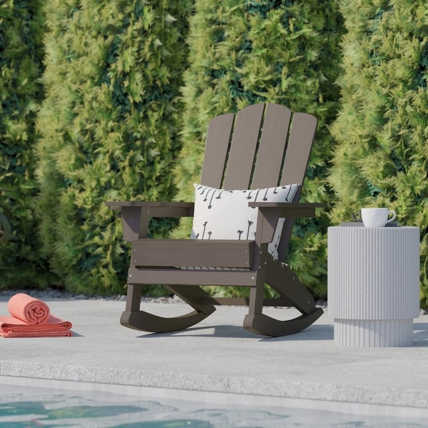 Commercial AllWeather Rocking Adirondack Chair with Swiveling Cupholder