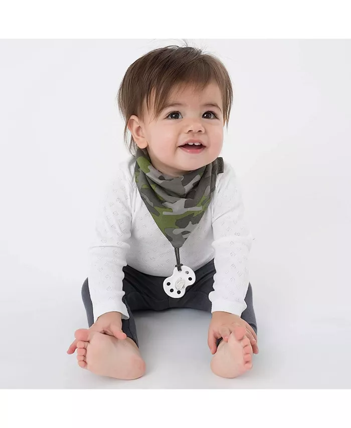 Booginhead Baby Bandana Pacifier Holder Bibs, Cotton, 2 Pack, Camouflage