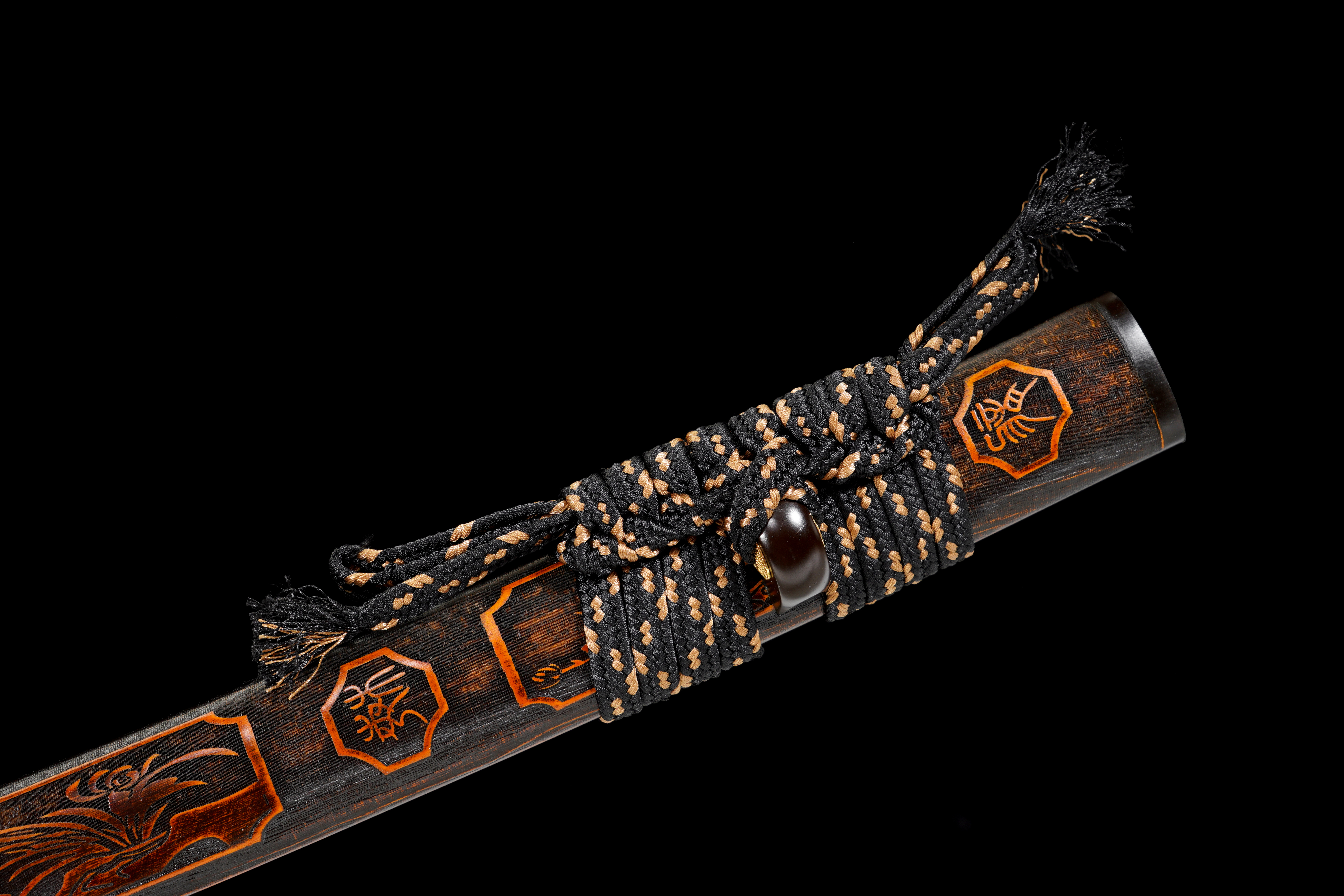Handmade Katana T10 Steel Clay Tempered Four Gentlemen Saya Full Tang