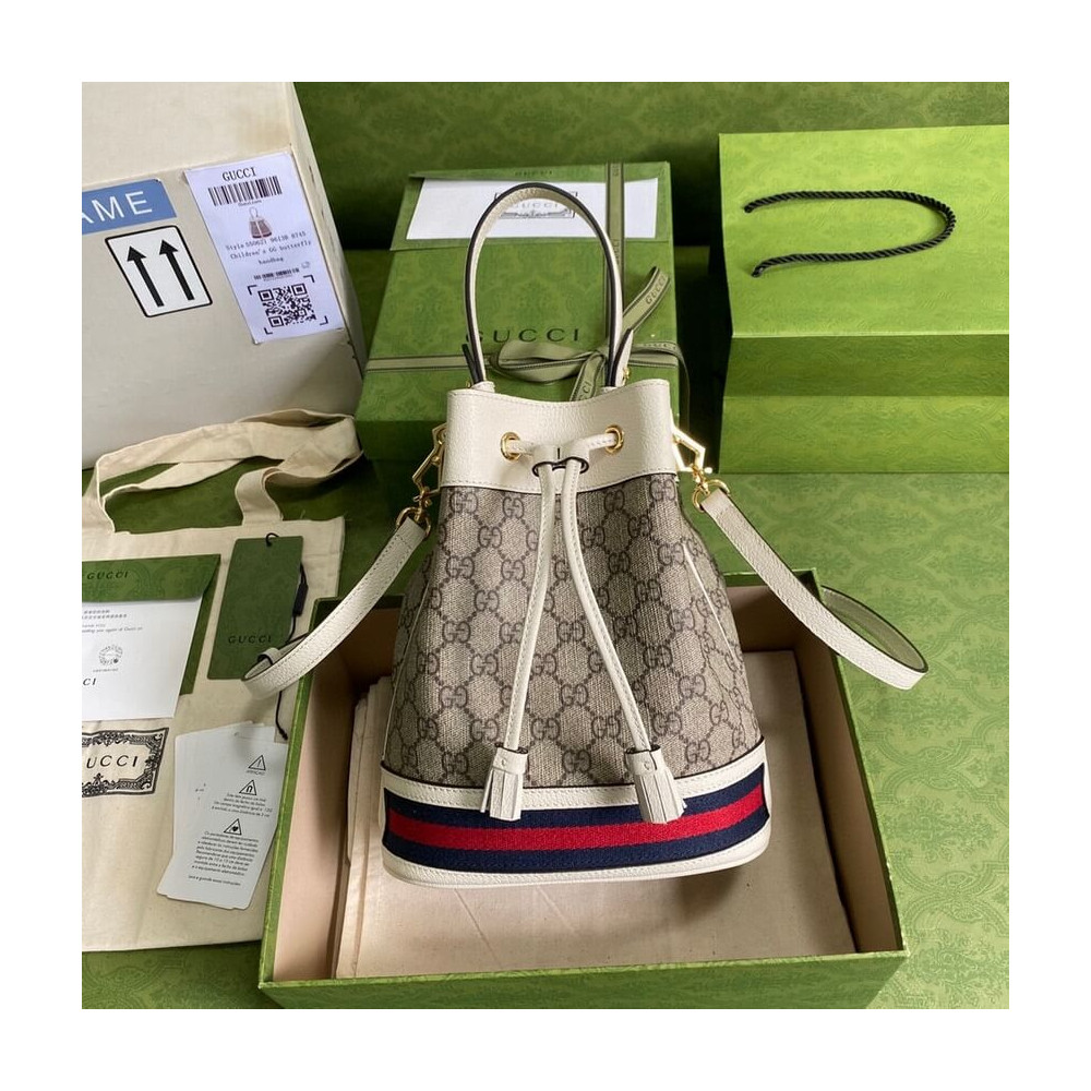 Gucci Ophidia Small GG Bucket Bag White