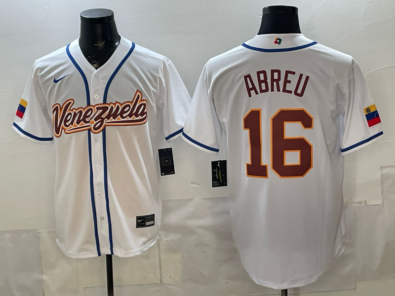 Men's Venezuela Baseball Jose Abreu #16 White 2026 World Baseball Classic Stadium Jersey