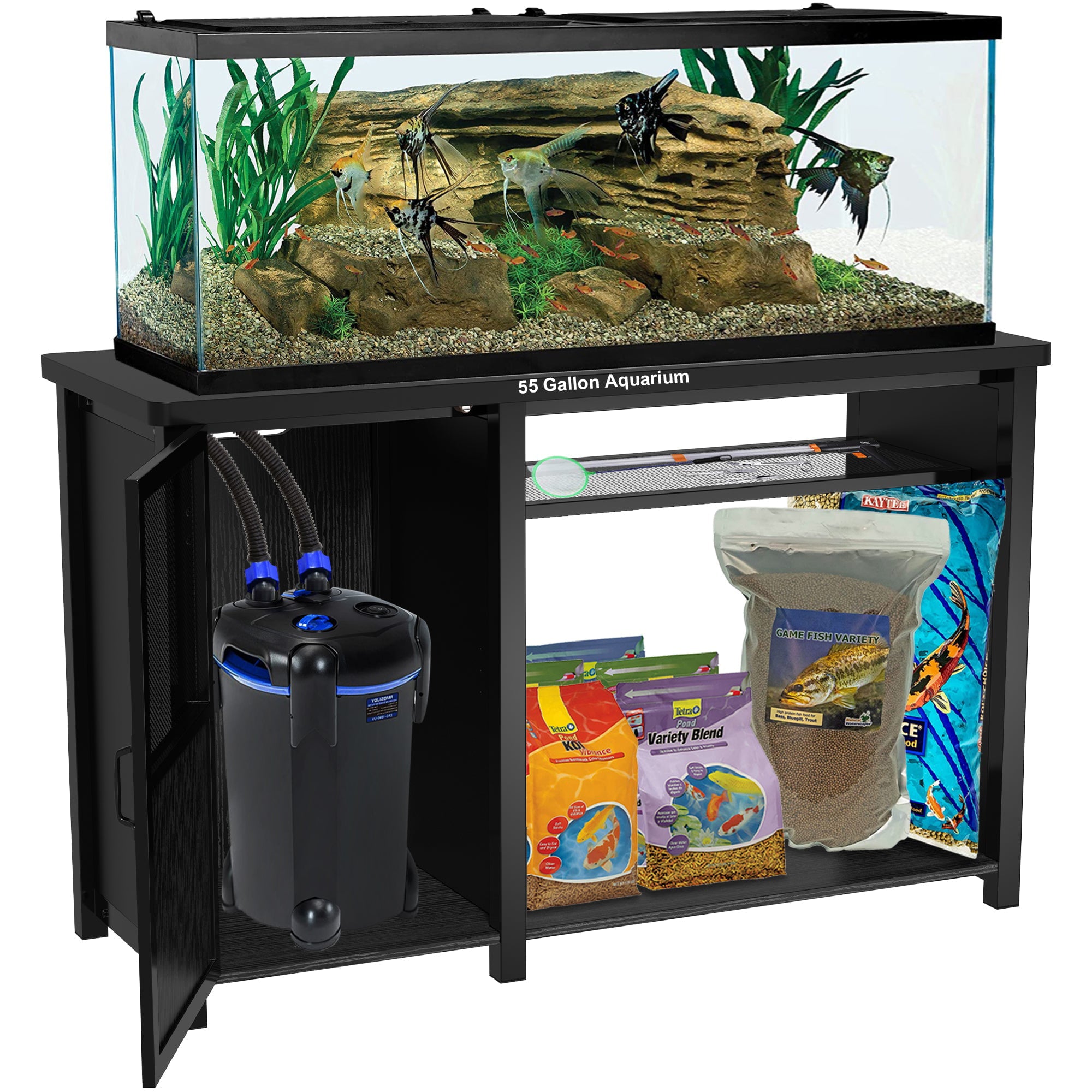 55-75 Gallon Fish Tank Stand Heavy Duty Metal Aquarium Stand with Cabinet,52