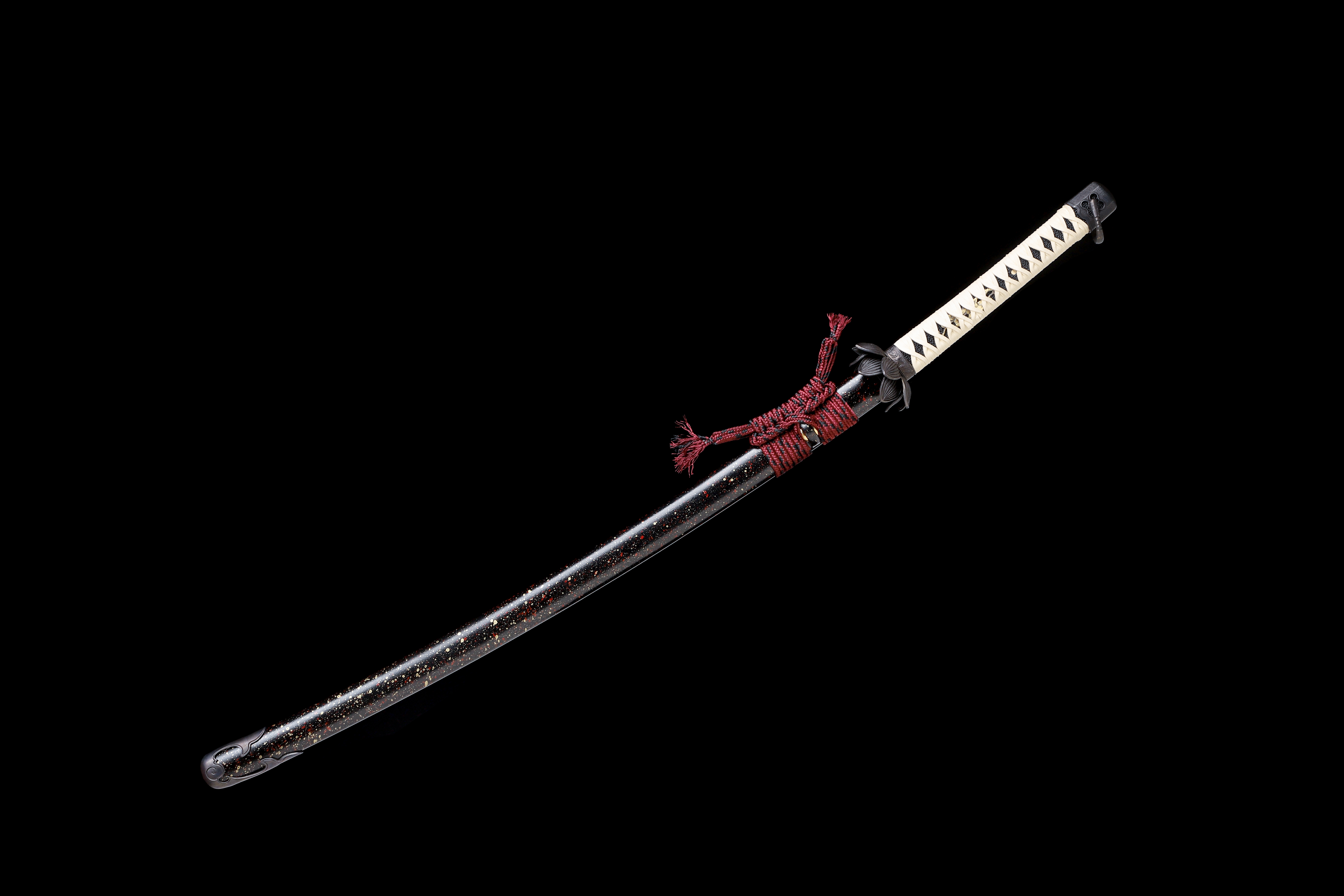 Handmade Katana 9260 Spring Steel Purple Blade Flower Tsuba Full Tang