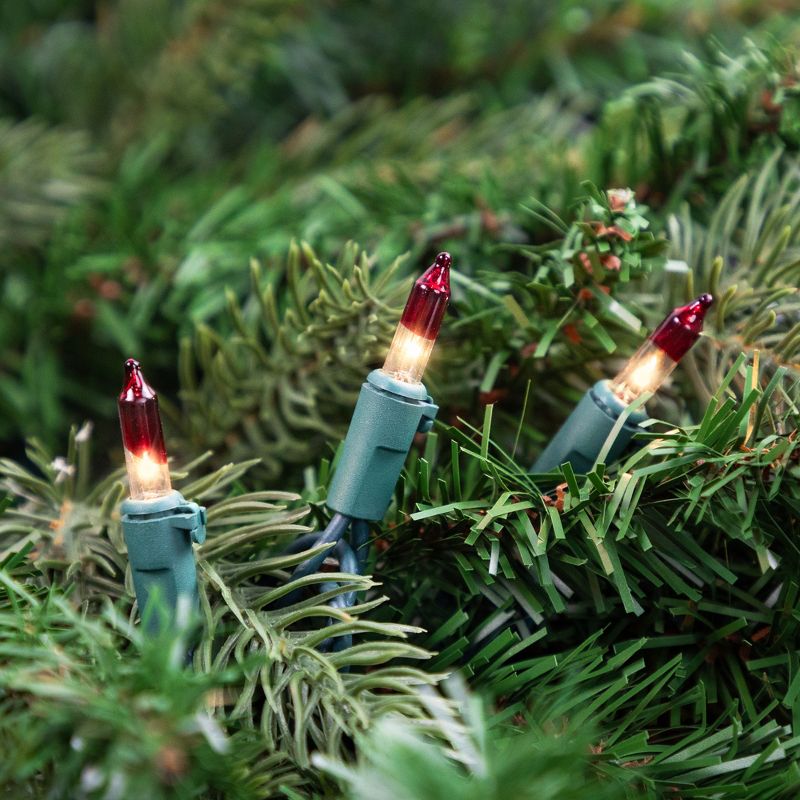 Northlight Mini Christmas Light Set - Clear with Red Tips - 10' Green Wire - 50ct