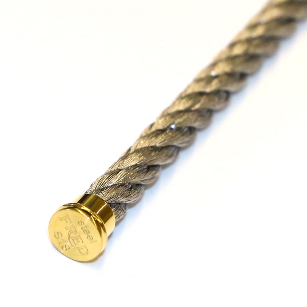 FRED Force 10 (lm) Steel Cable Gray 18 Yellow Gold Plating Bracelet 6B0110