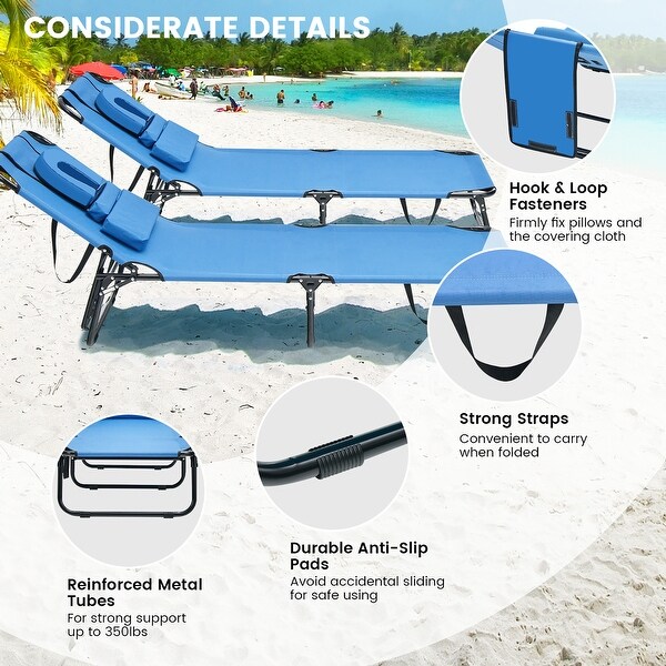 Costway 5Position Adjustable Backrest Beach Chaise Lounge Chair with