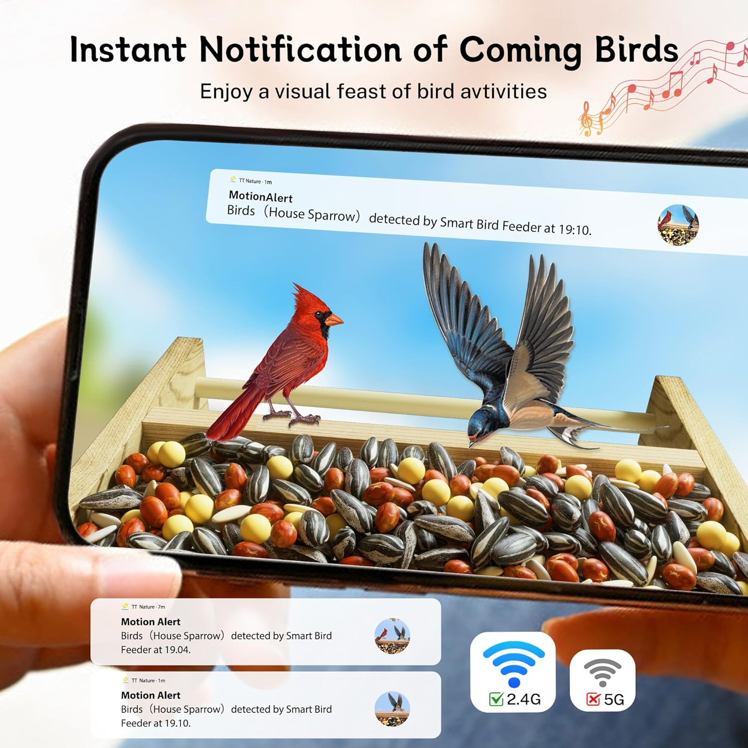 Feeder with Camera, Upgraded Smart Bird Feeder with Solar Powered, AI Identify for 10000 Plus Bird Species, Auto Capture Bird & Real-time Notifications, Ideal Gift for Bird Lovers