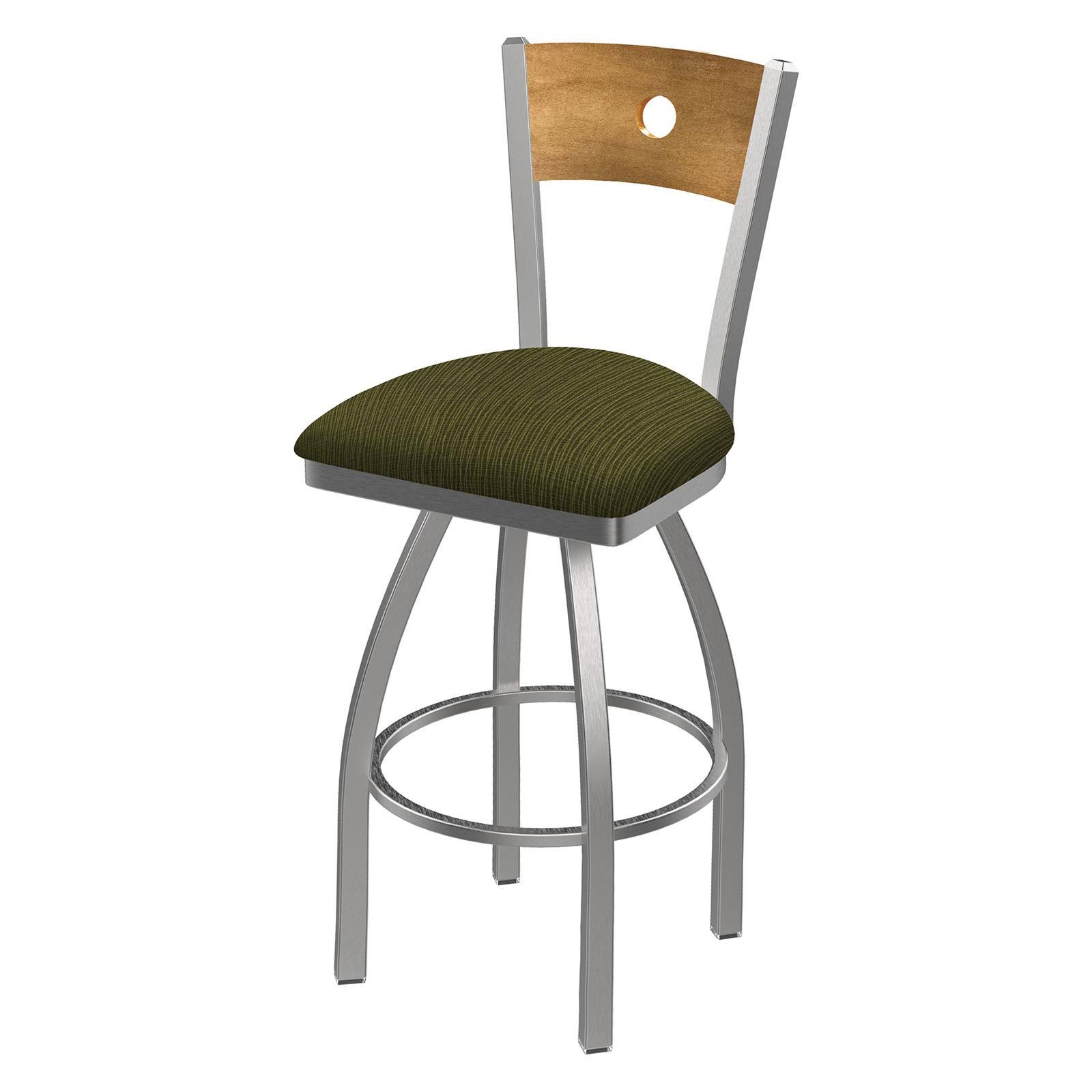 Holland Bar Stool 830 Voltaire 25x22 Counter Stool with Pewter Finish, Axis Grove SEAT, Dark Cherry Maple BACK, and 360 Swivel