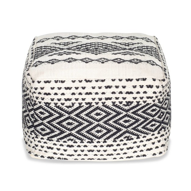Jayne Pouf Off White black Poly amp Bark