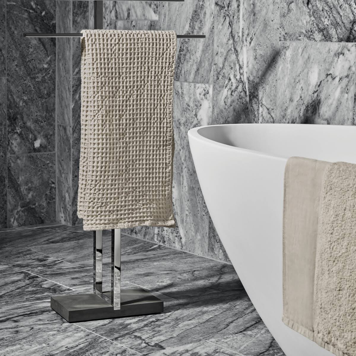 Polished Stainless Steel Menoto Towel Rack Wide Blomus